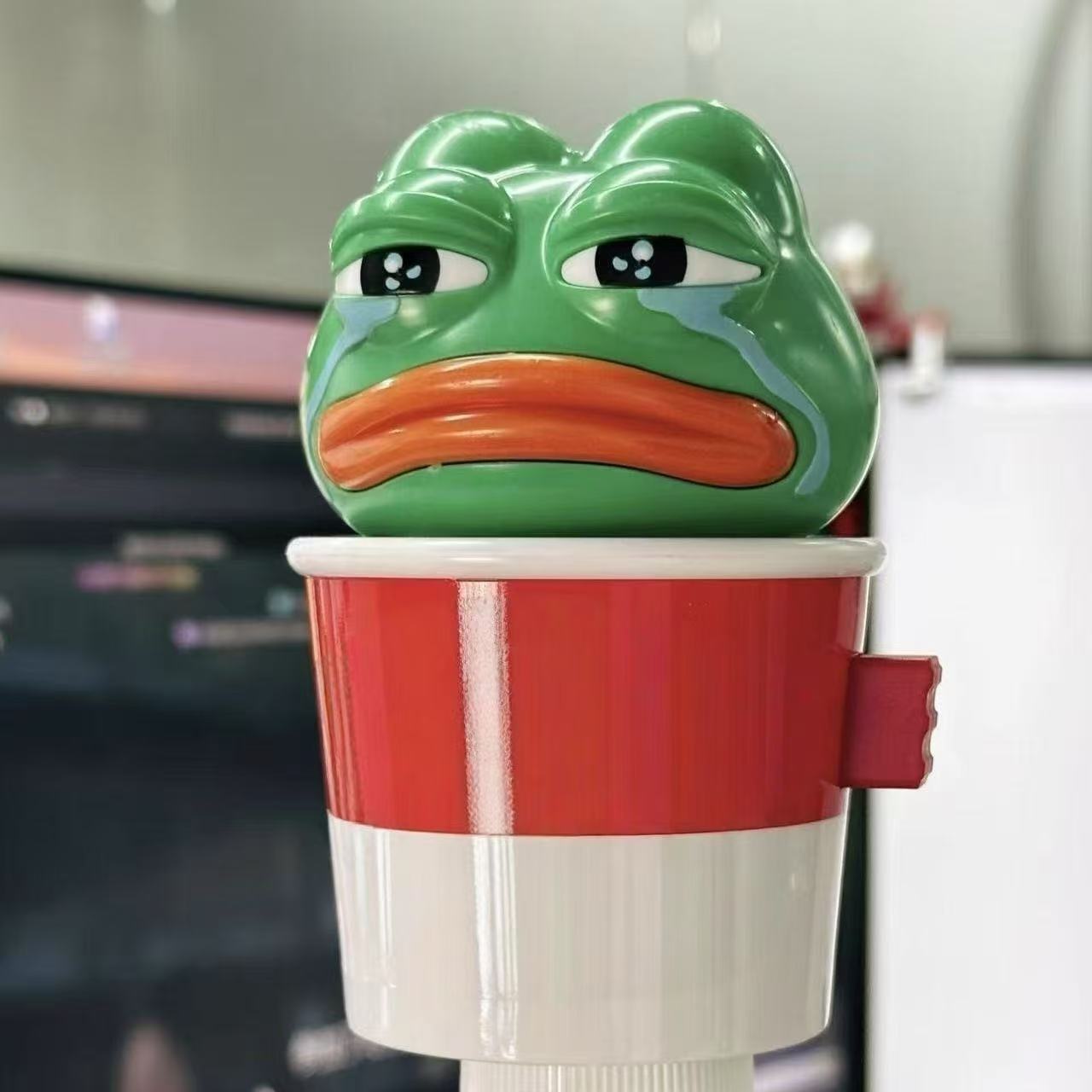 Meme Pepe Emoji Sad Frog Water Spilling Cup