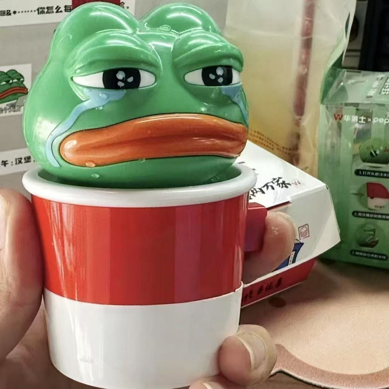 Meme Pepe Emoji Sad Frog Water Spilling Cup