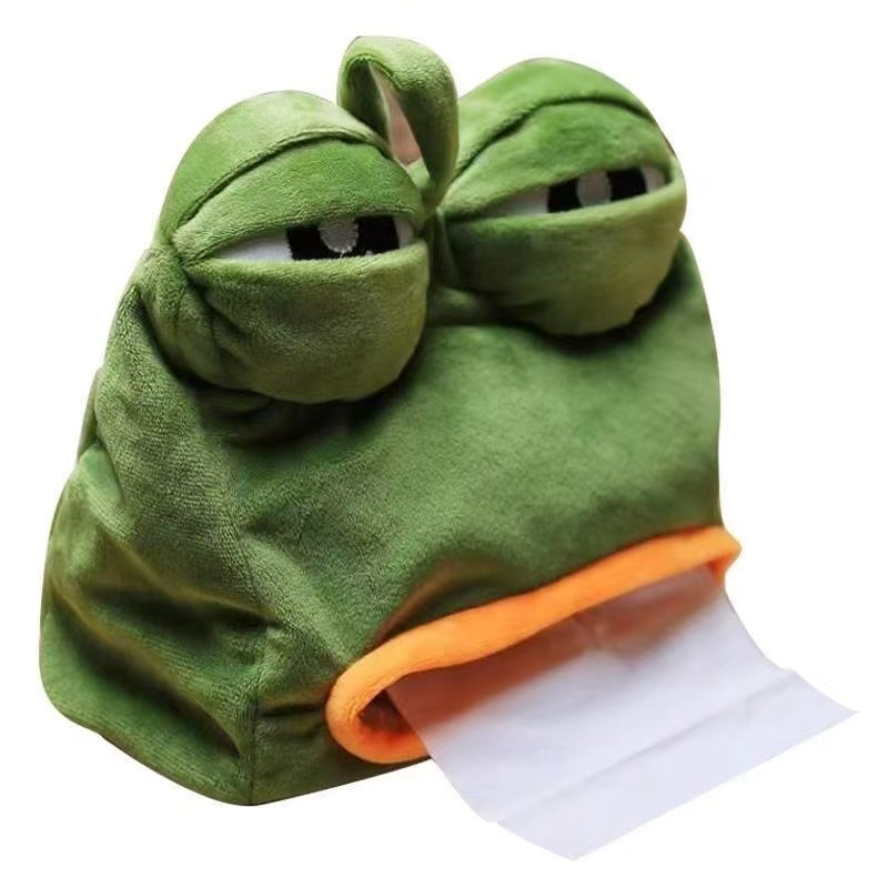 Meme Pepe Emoji Sad Frog Plushie Tissue Box