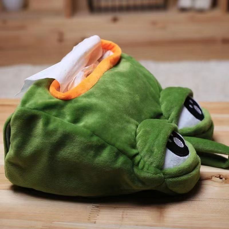Meme Pepe Emoji Sad Frog Plushie Tissue Box